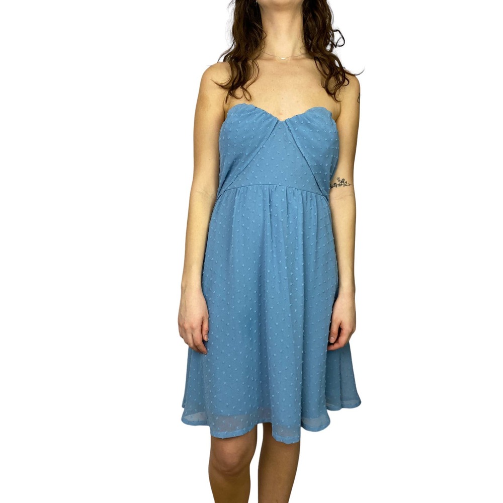 Lulu's Light Blue chiffon Off the Shoulder Knee Length Dress Medium